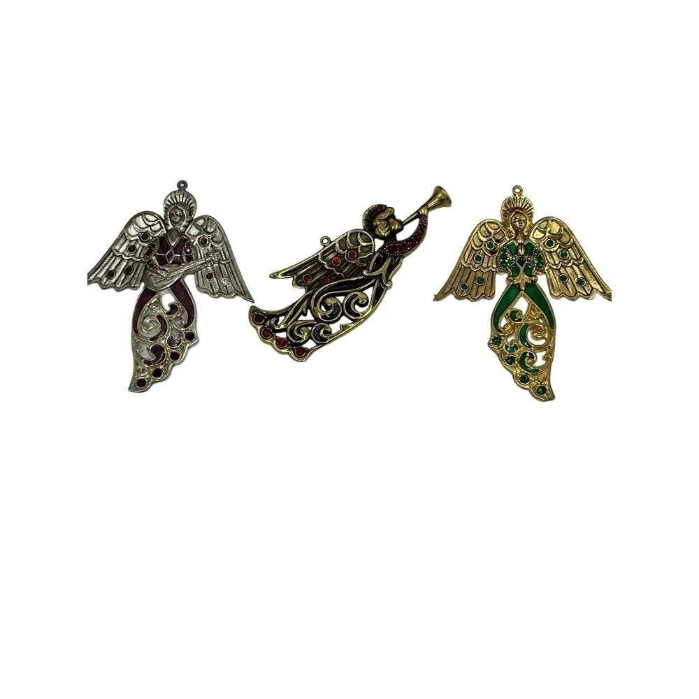 Lenox Vtg Jewel Angel Ornaments Set of 3 Christmas Holiday Tree‎ Decorating Core